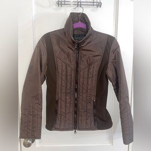 Chocolate brown zip up puffer jacket S/M
